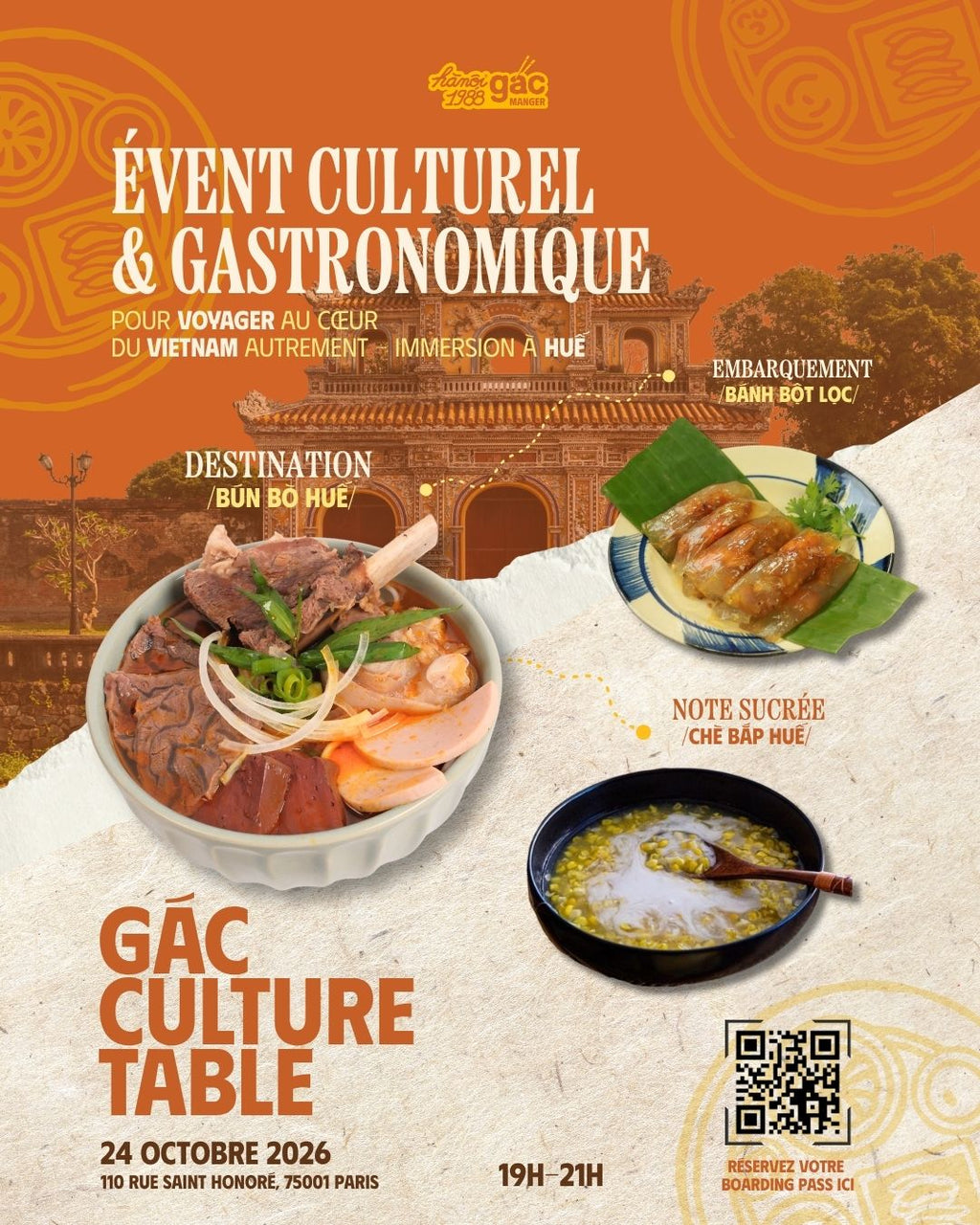 Event culturel & gastronomique| Hanoi1988 Gác Culture Table - Huế